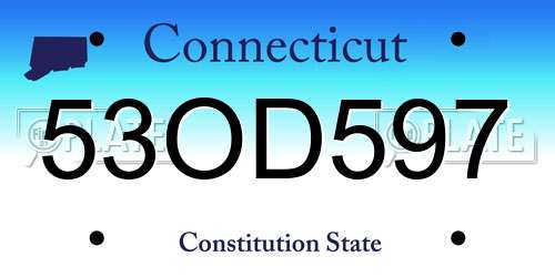 53OD597 Connecticut License Plate