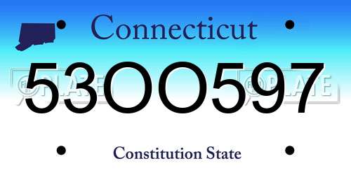 53OO597 Connecticut License Plate