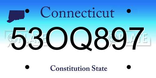 53OQ897 Connecticut License Plate