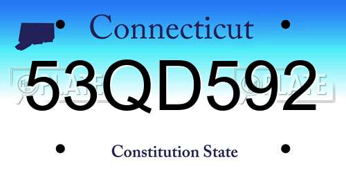 53QD592 Connecticut License Plate