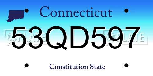 53QD597 Connecticut License Plate