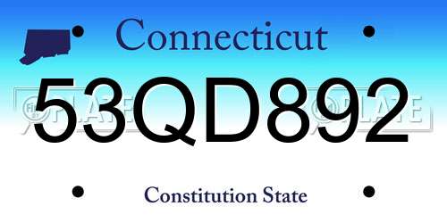 53QD892 Connecticut License Plate
