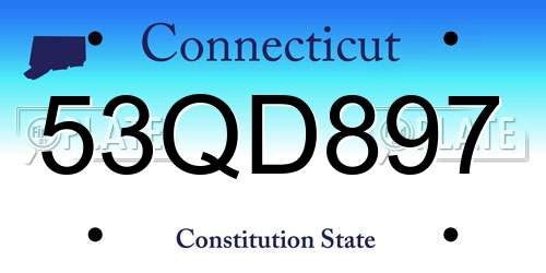 53QD897 Connecticut License Plate
