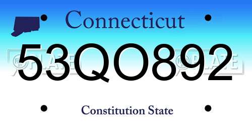 53QO892 Connecticut License Plate