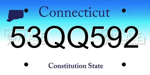 53QQ592 Connecticut License Plate