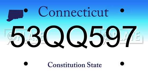 53QQ597 Connecticut License Plate