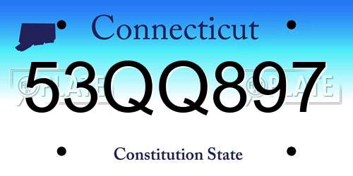 53QQ897 Connecticut License Plate