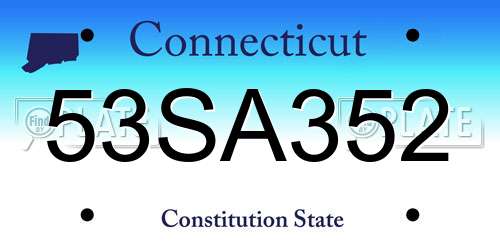 53SA352 Connecticut License Plate