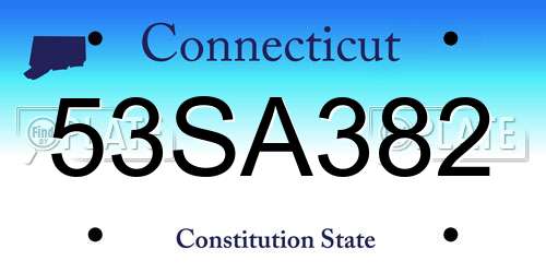 53SA382 Connecticut License Plate
