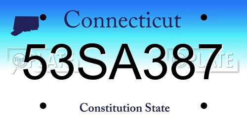 53SA387 Connecticut License Plate