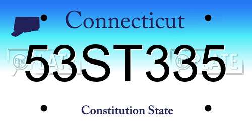 53ST335 Connecticut License Plate