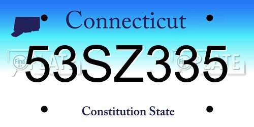 53SZ335 Connecticut License Plate