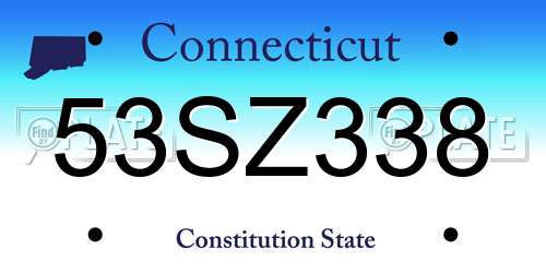 53SZ338 Connecticut License Plate