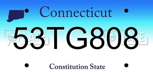 53TG808 Connecticut License Plate