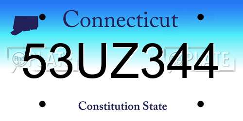53UZ344 Connecticut License Plate