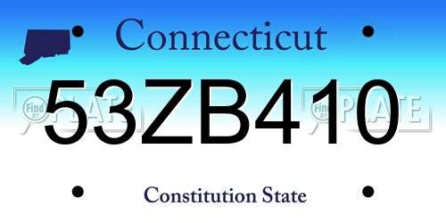 53ZB410 Connecticut License Plate