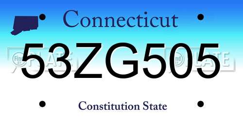 53ZG505 Connecticut License Plate