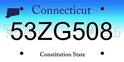 53ZG508 Connecticut License Plate