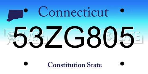53ZG805 Connecticut License Plate