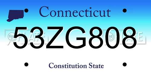 53ZG808 Connecticut License Plate