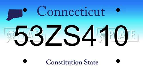 53ZS410 Connecticut License Plate