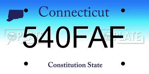 540FAF Connecticut License Plate