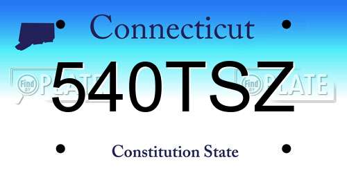 540TSZ Connecticut License Plate