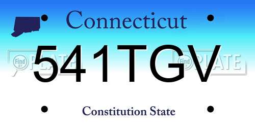 541TGV Connecticut License Plate
