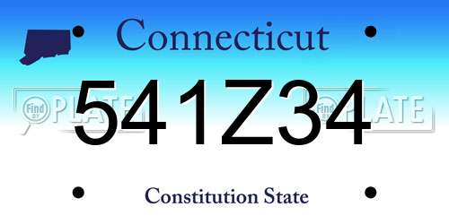 541Z34 Connecticut License Plate