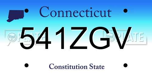 541ZGV Connecticut License Plate