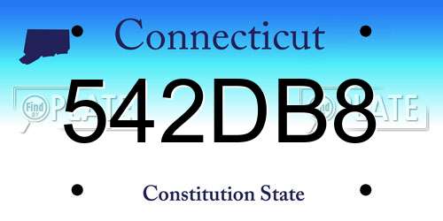 542DB8 Connecticut License Plate