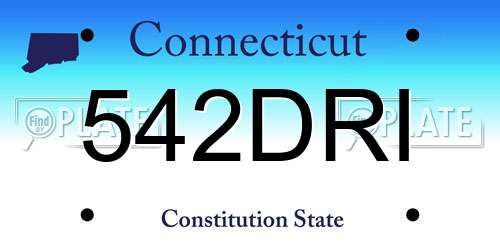 542DRI Connecticut License Plate