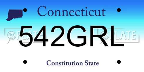 542GRL Connecticut License Plate