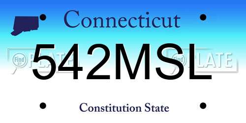 542MSL Connecticut License Plate