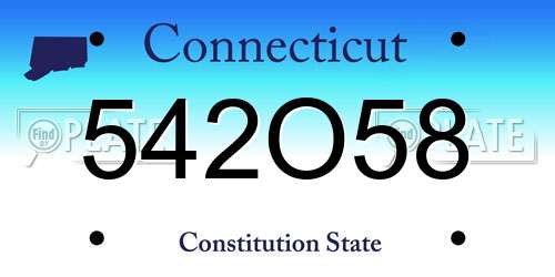 542O58 Connecticut License Plate