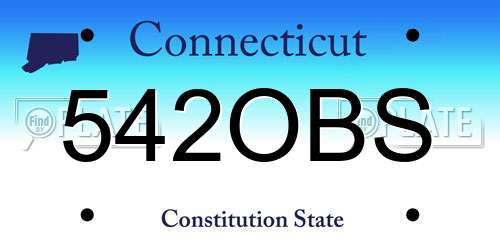 542OBS Connecticut License Plate