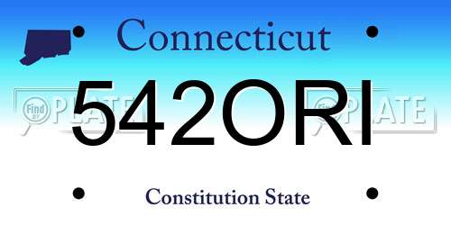 542ORI Connecticut License Plate