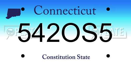 542OS5 Connecticut License Plate
