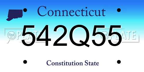 542Q55 Connecticut License Plate