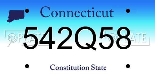 542Q58 Connecticut License Plate