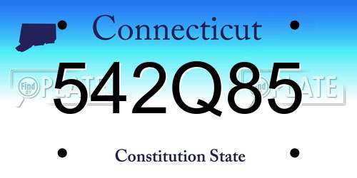 542Q85 Connecticut License Plate