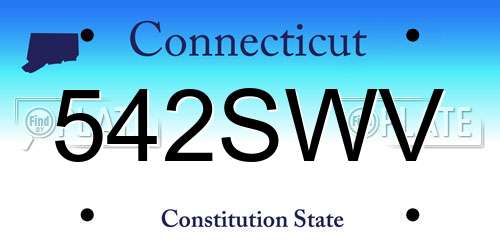 542SWV Connecticut License Plate