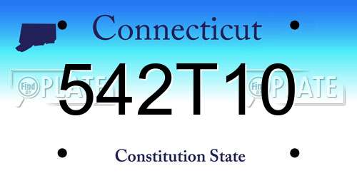 542T10 Connecticut License Plate
