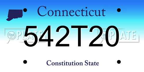 542T20 Connecticut License Plate