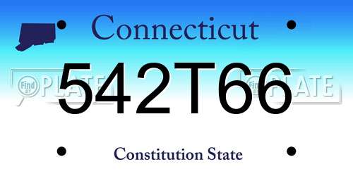 542T66 Connecticut License Plate