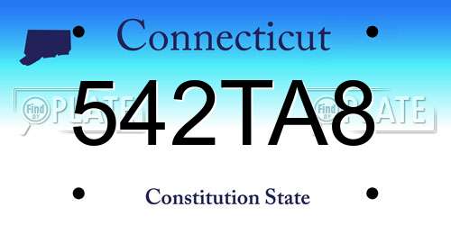 542TA8 Connecticut License Plate