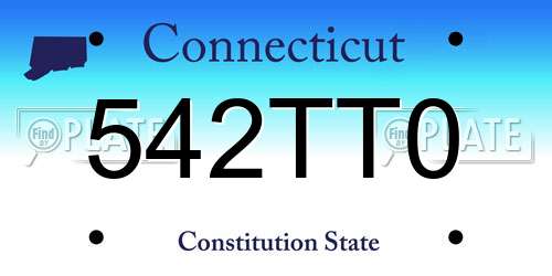 542TT0 Connecticut License Plate