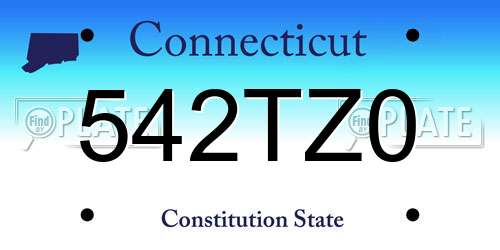 542TZ0 Connecticut License Plate