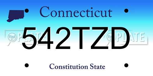 542TZD Connecticut License Plate