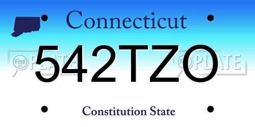 542TZO Connecticut License Plate